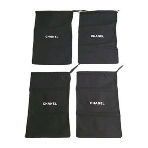 Authentic CHANEL Dust Bag Covers with Drawstrings Black Size 13X9.5 in Set Of 4